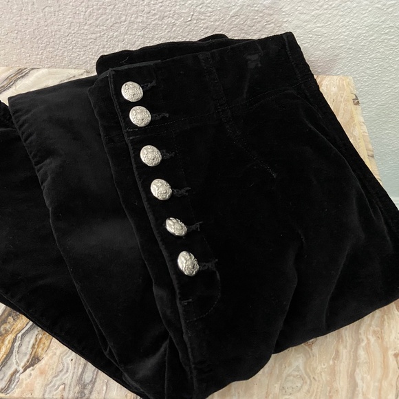 Veronica Beard Pants - Veronica Beard Black Velvet Debbie Skinny Pants Size 27/ US 4 Silver Button Fly
